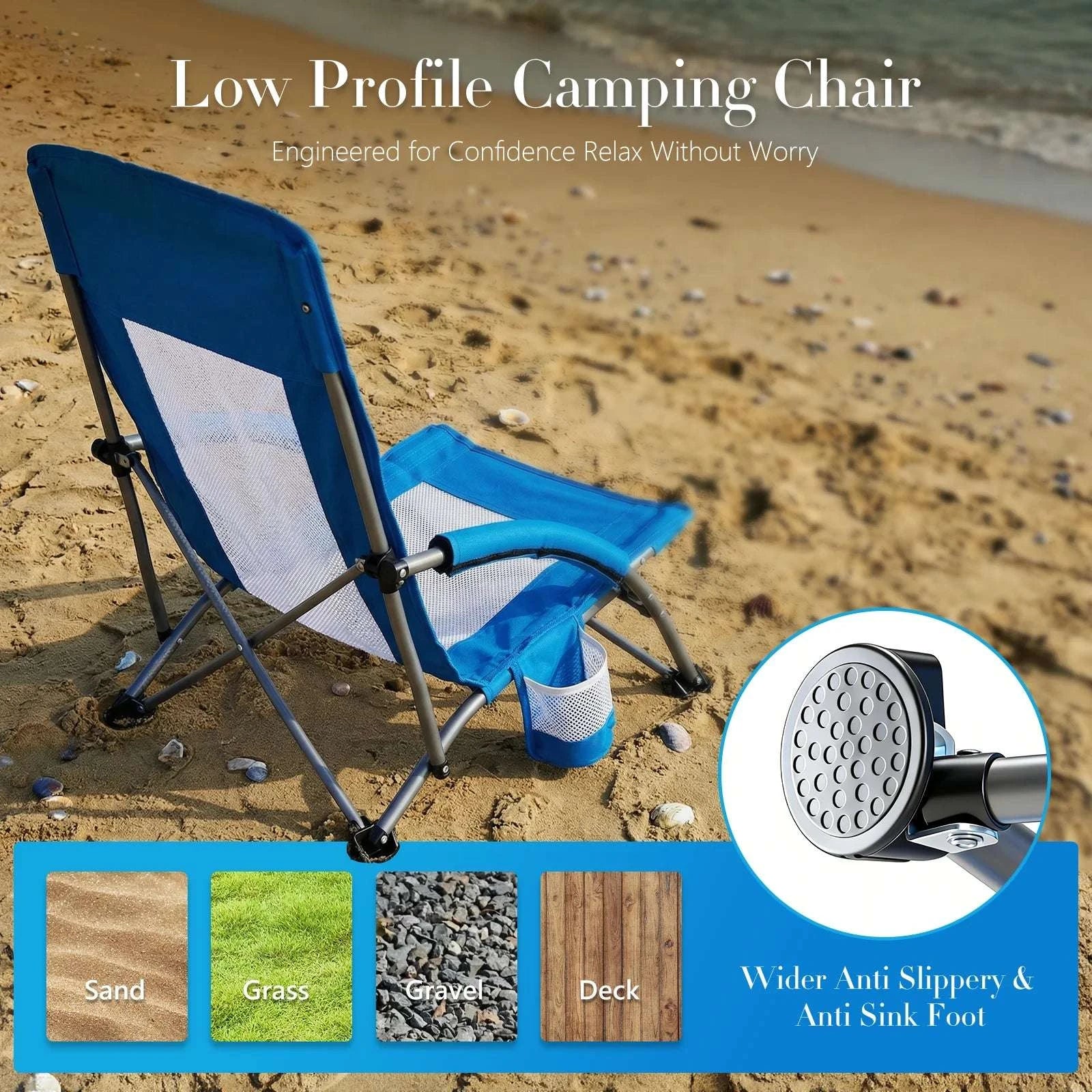 Portable Folding Camping Chair with Cup Holder and Steel Frame - Image 13