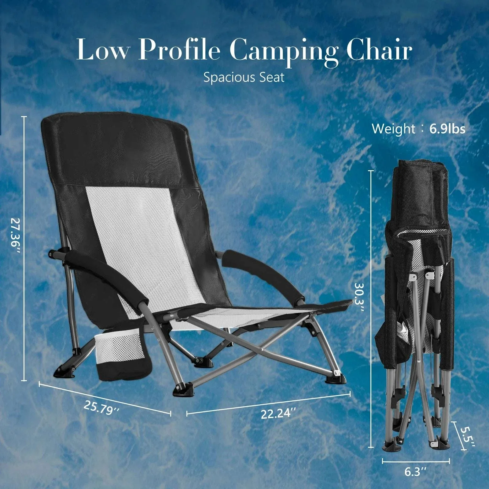 Portable Folding Camping Chair with Cup Holder and Steel Frame - Image 2