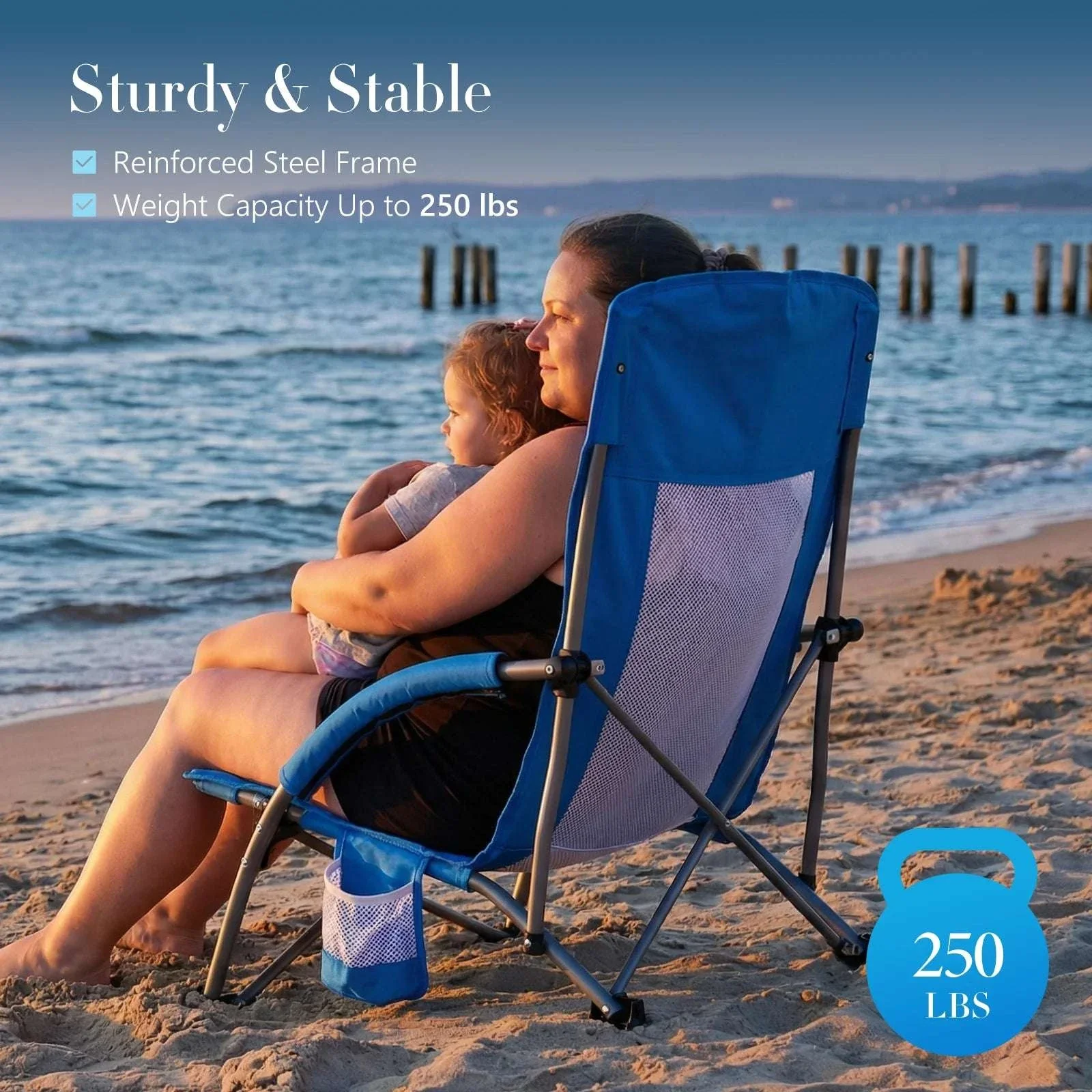 Portable Folding Camping Chair with Cup Holder and Steel Frame - Image 8