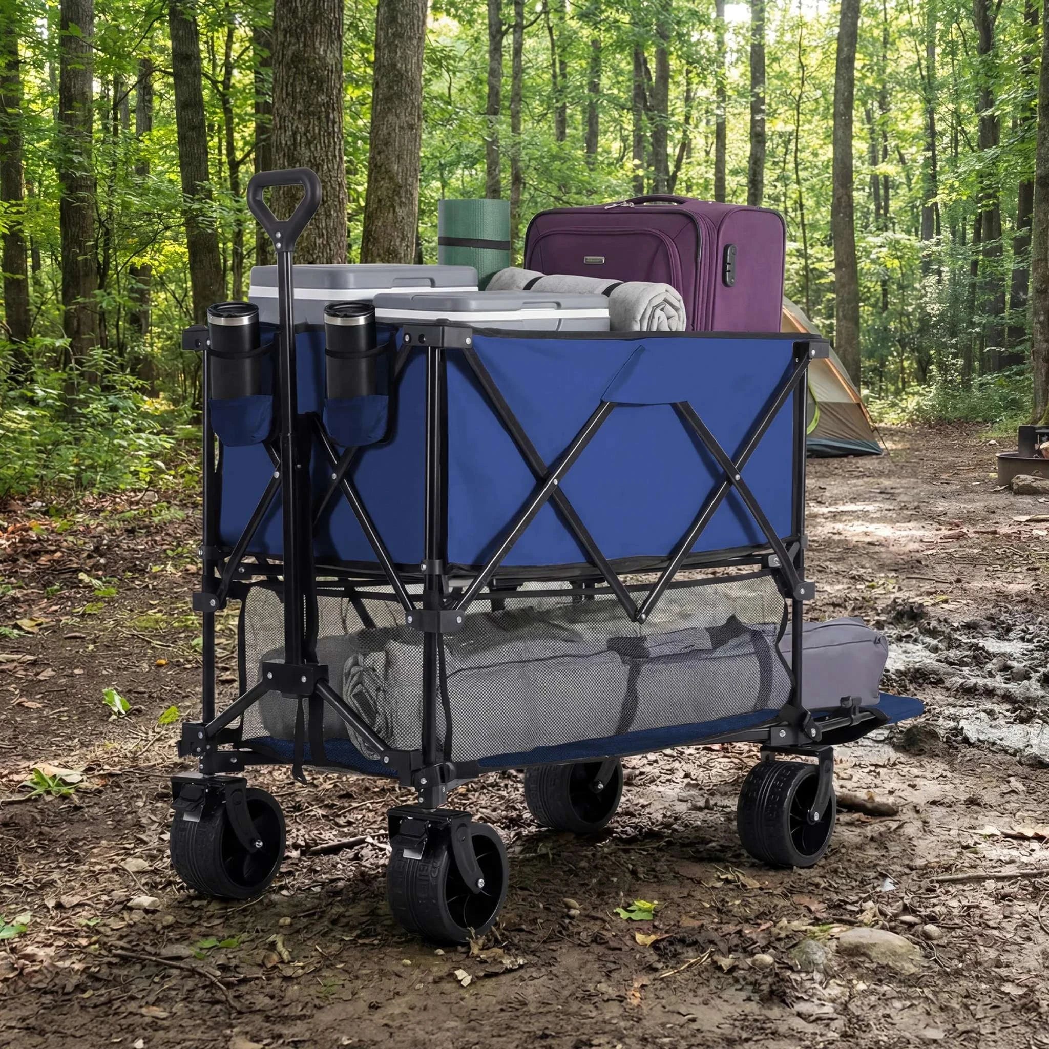 Collapsible Double Decker Wagon Cart 440lbs Large Capacity