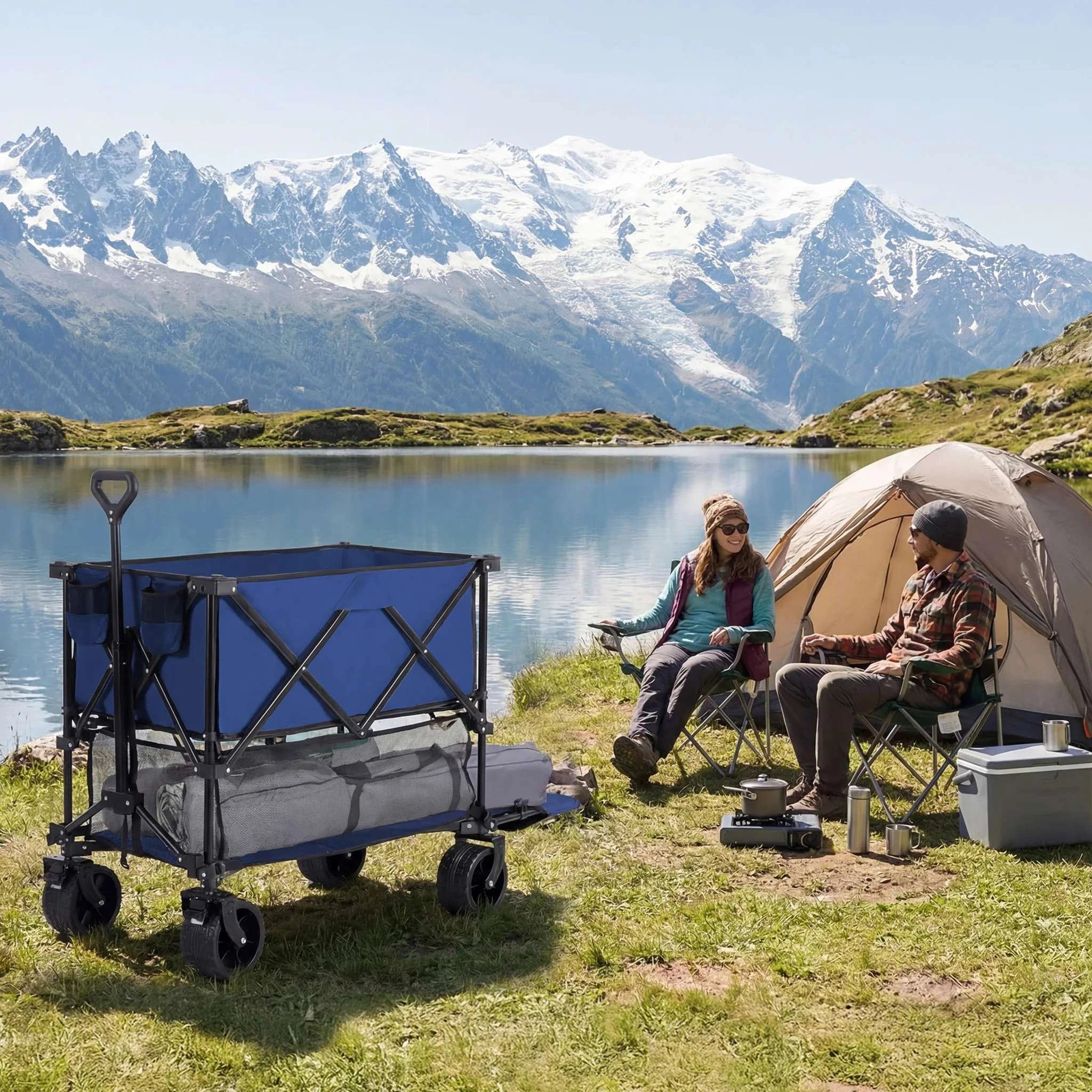 Collapsible Double Decker Wagon Cart 440lbs Large Capacity - Image 2