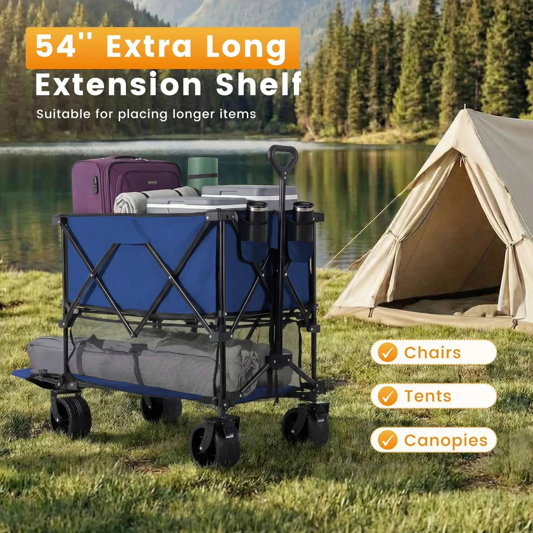 Collapsible Double Decker Wagon Cart 440lbs Large Capacity - Image 3