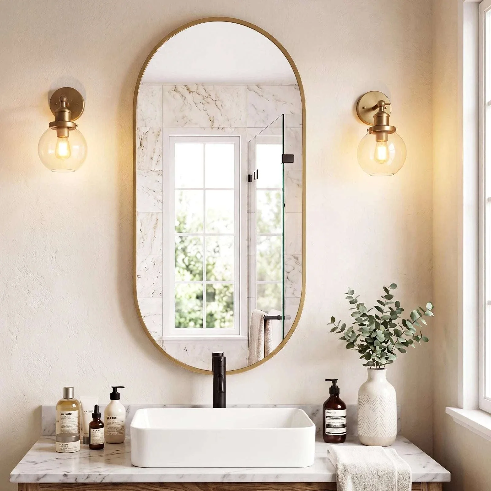Oval Wall Mirror with Metal Frame – Modern Tempered Glass Decor - Image 13