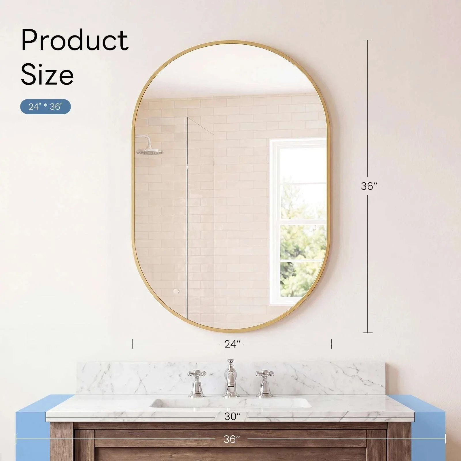 Oval Wall Mirror with Metal Frame – Modern Tempered Glass Decor - Image 15