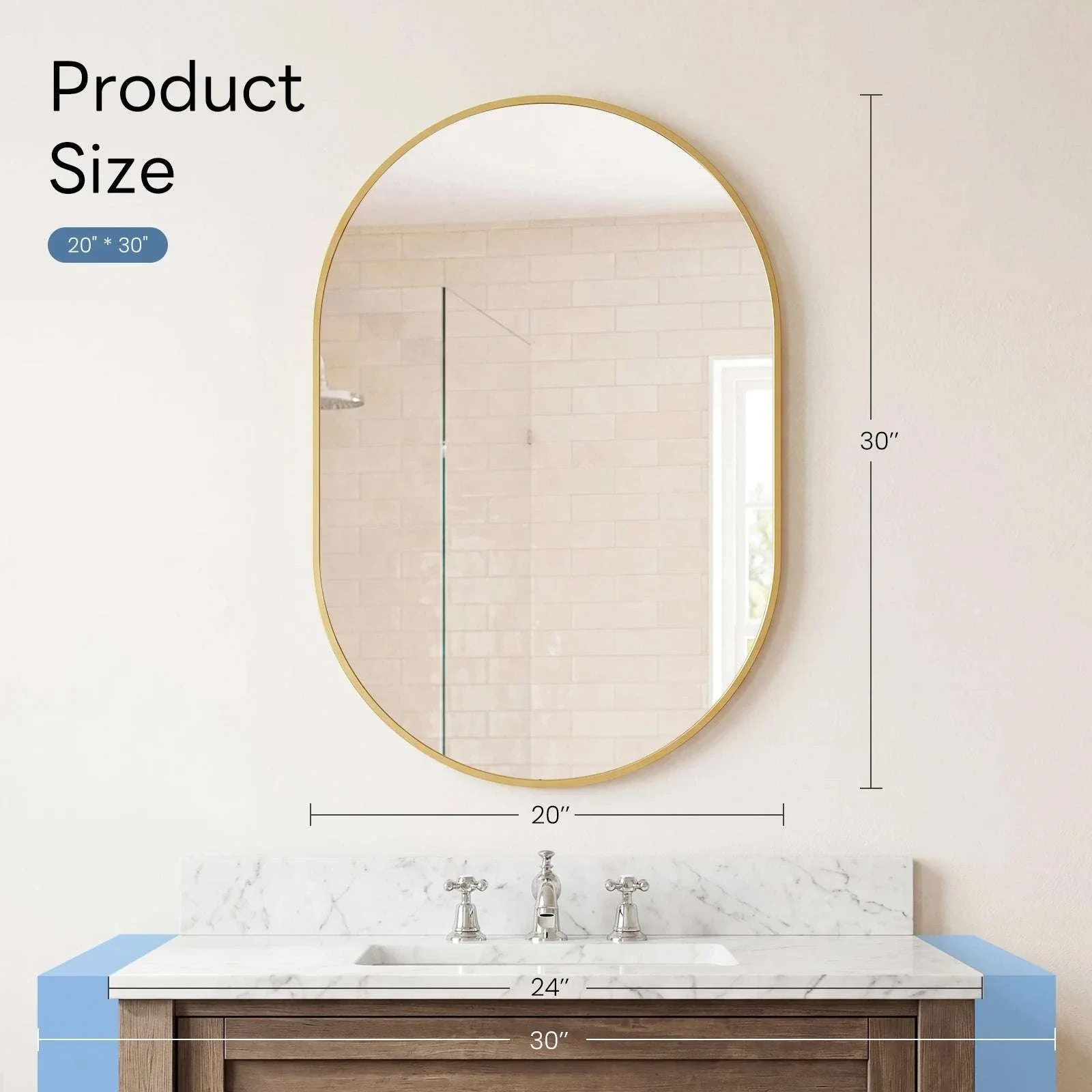 Oval Wall Mirror with Metal Frame – Modern Tempered Glass Decor - Image 16