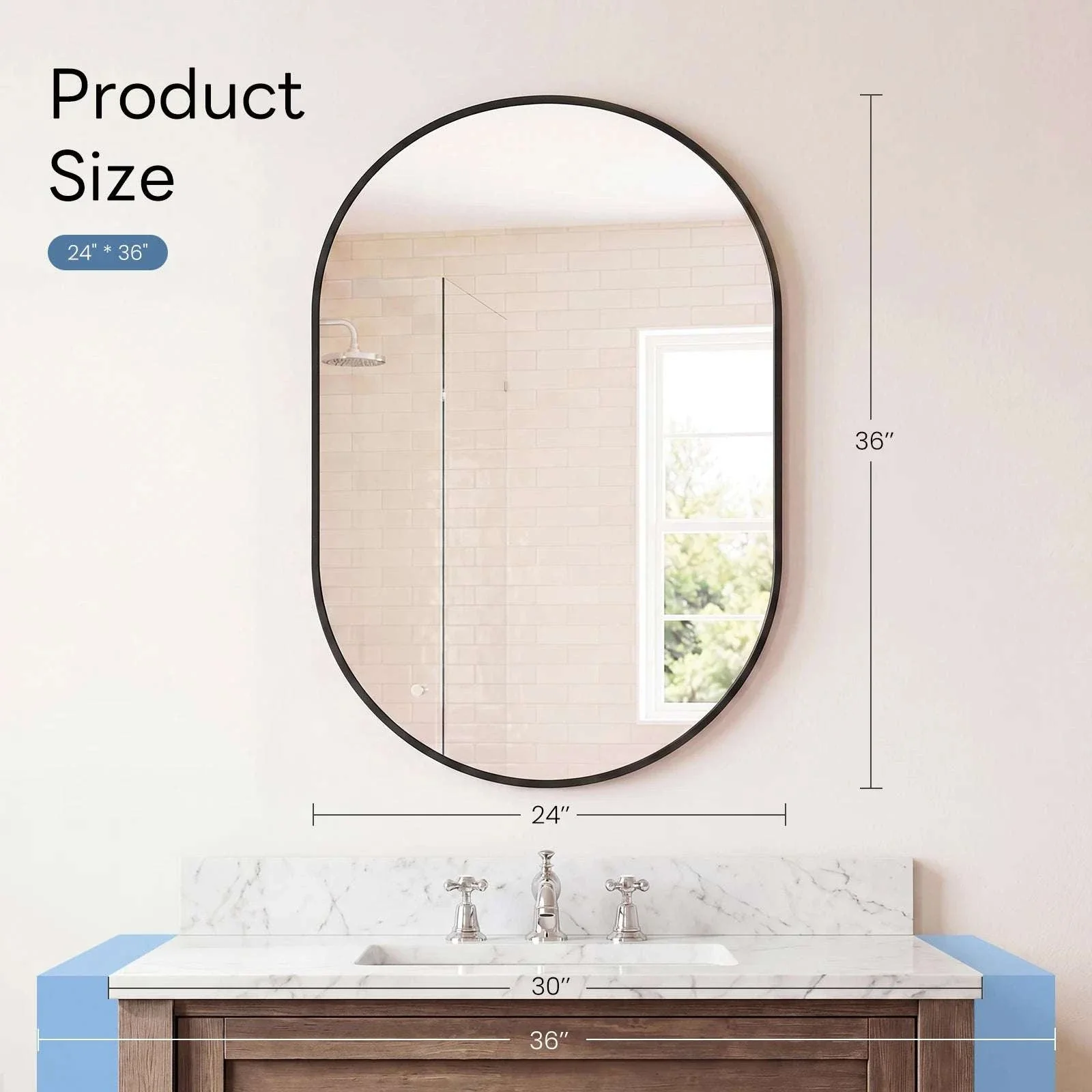 Oval Wall Mirror with Metal Frame – Modern Tempered Glass Decor - Image 21