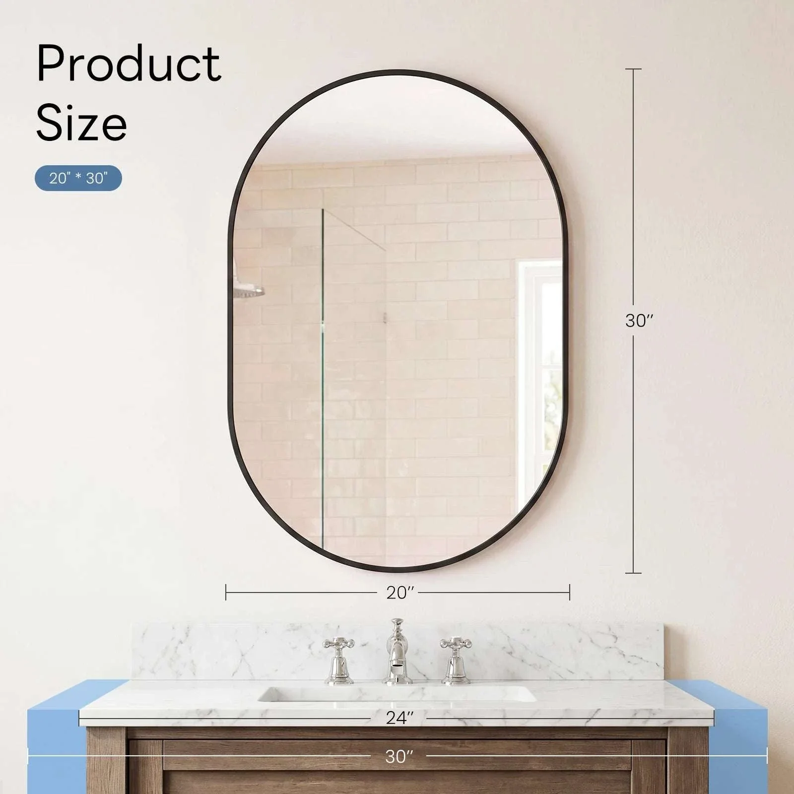 Oval Wall Mirror with Metal Frame – Modern Tempered Glass Decor - Image 23