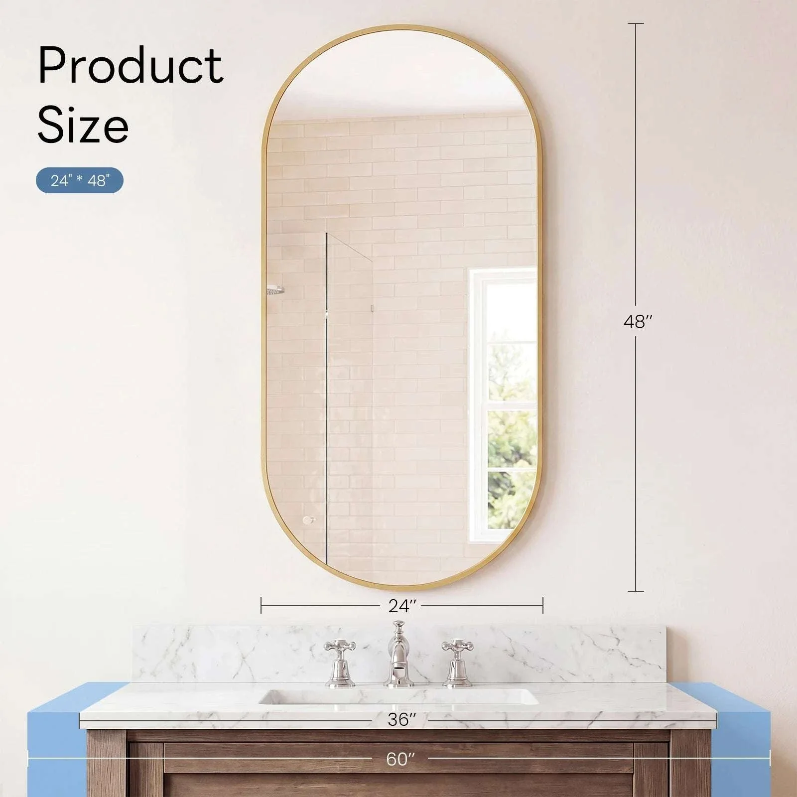 Oval Wall Mirror with Metal Frame – Modern Tempered Glass Decor - Image 25