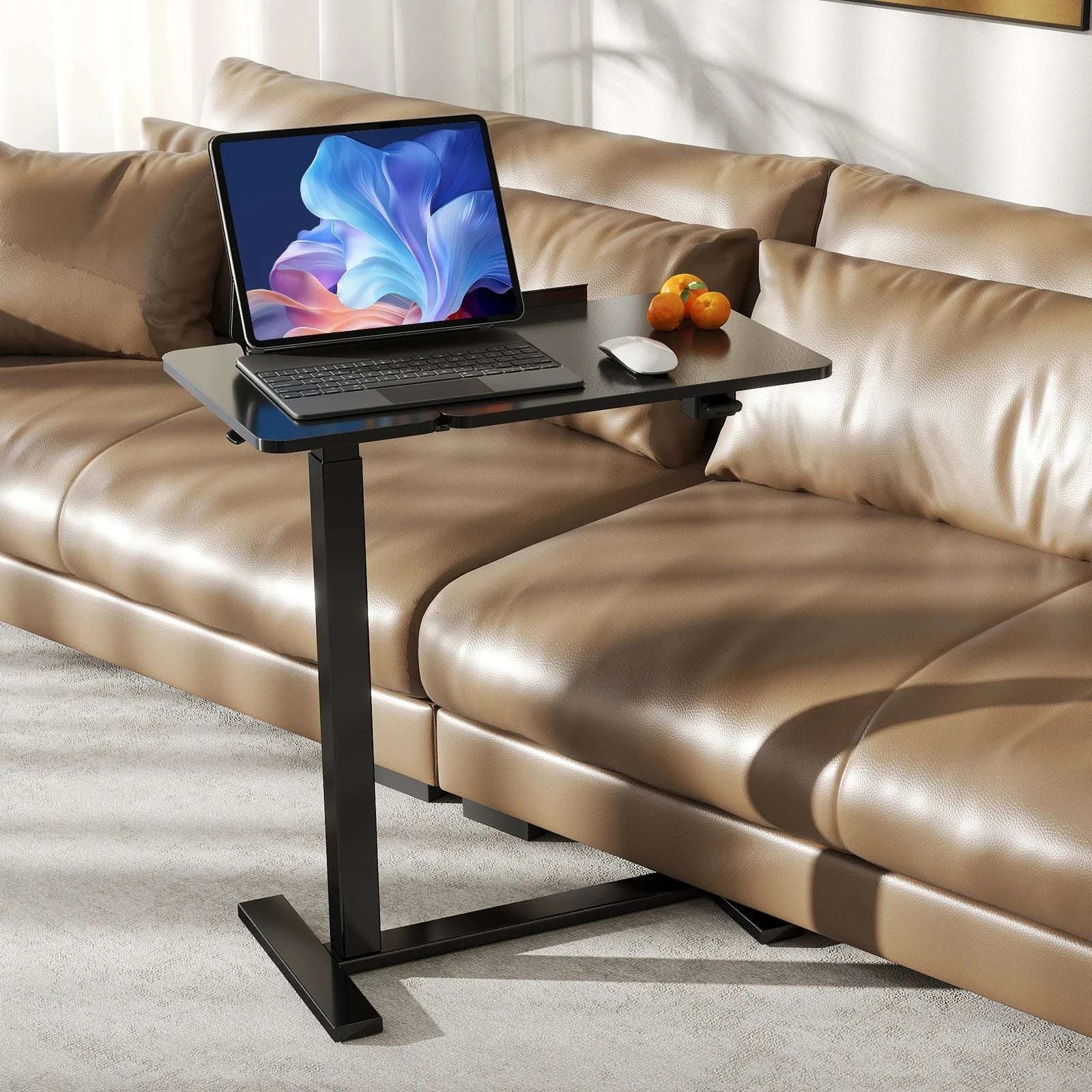 Adjustable Overbed Table with Tilt Top for Bedside Work and Meals