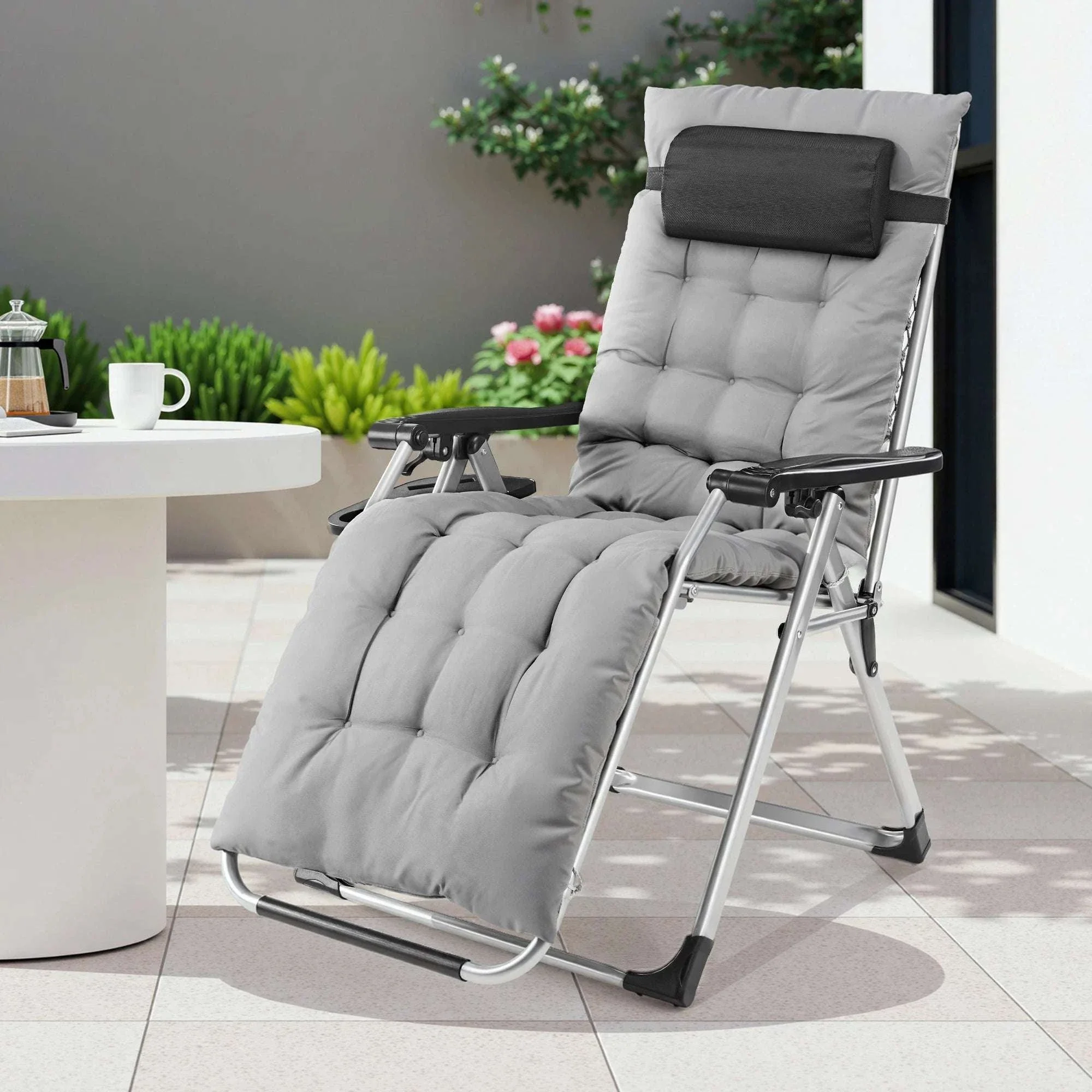Oversized Zero Gravity Reclining Chair with Cushion & Cup Holder - Image 20