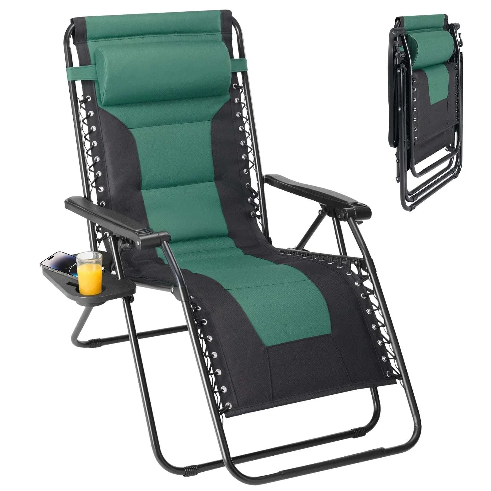 Oversized Zero Gravity Reclining Chair with Cushion & Cup Holder - Image 21