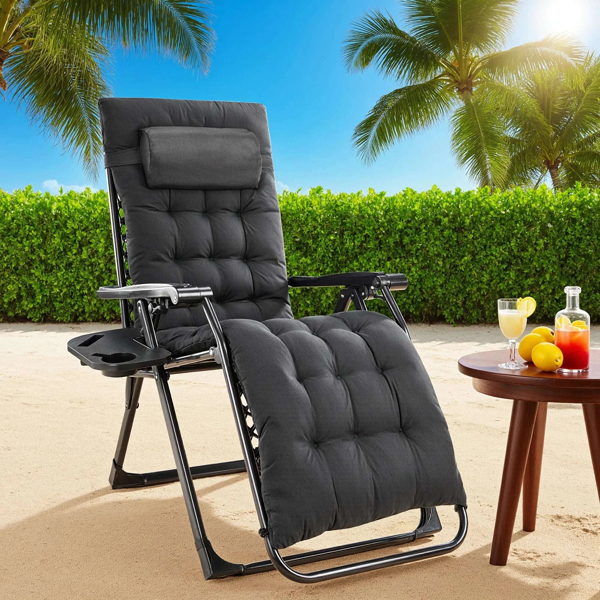 Oversized Zero Gravity Reclining Chair with Cushion & Cup Holder - Image 8