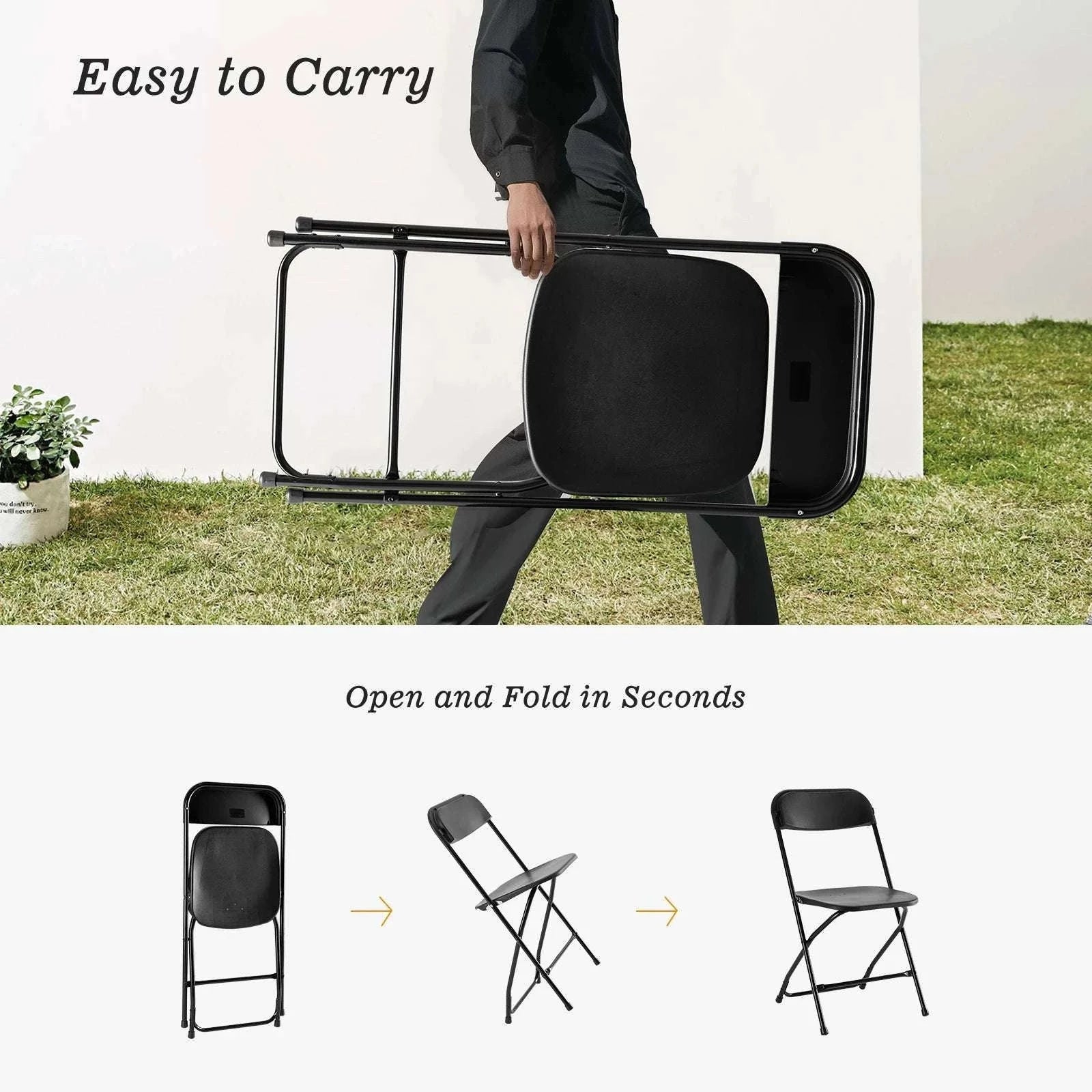 Folding Chair Set of 10 with Cushioned Seat 330LB Capacity - Image 2