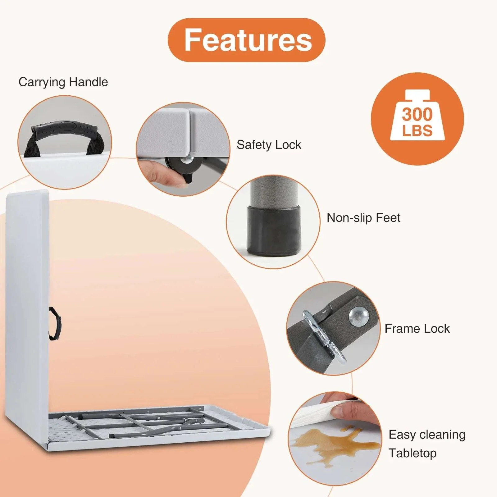 Foldable Outdoor Table with Carry Handle & Safety Lock - Image 4