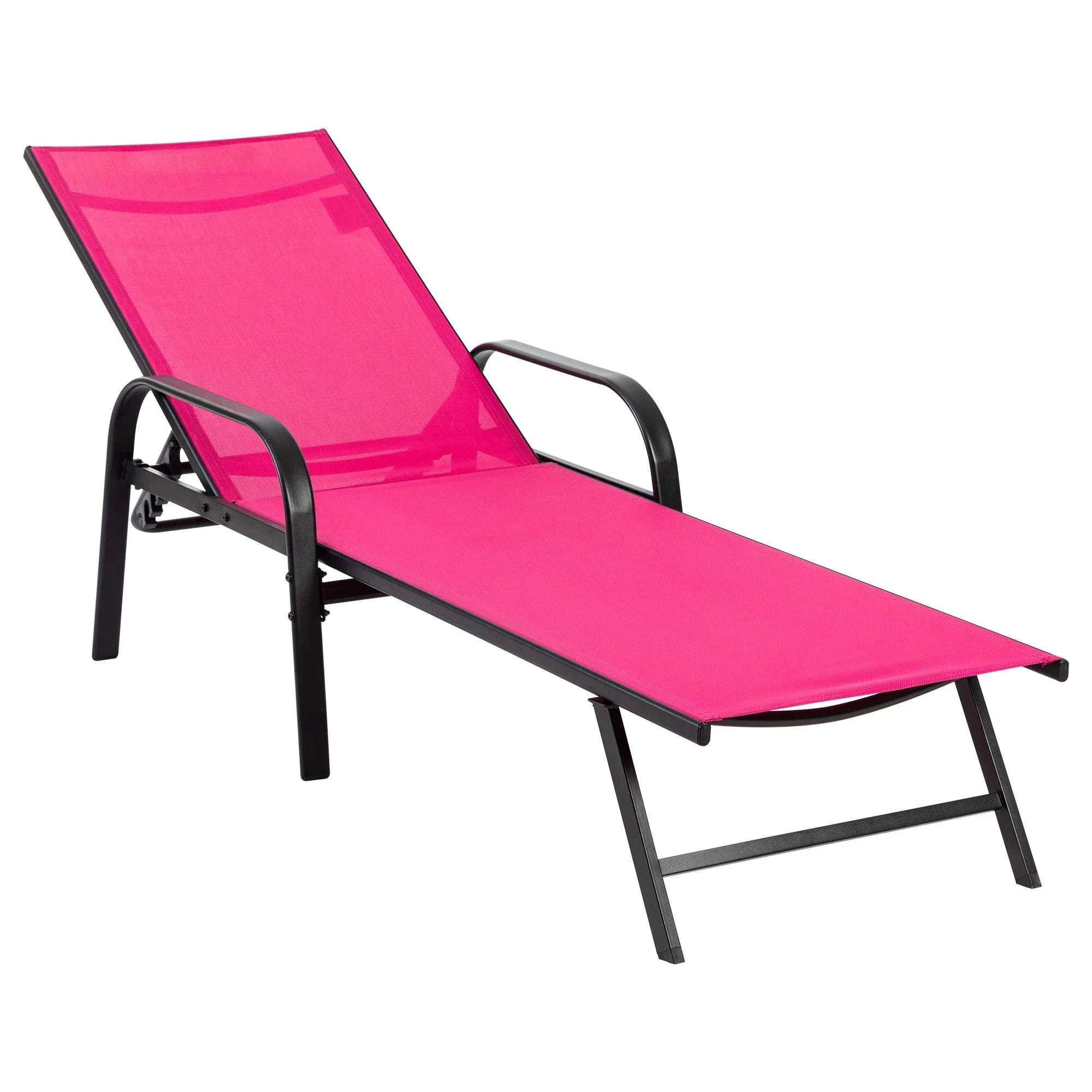 Adjustable Folding Beach Lounge Chair with 5 Positions and Armrests - Image 9