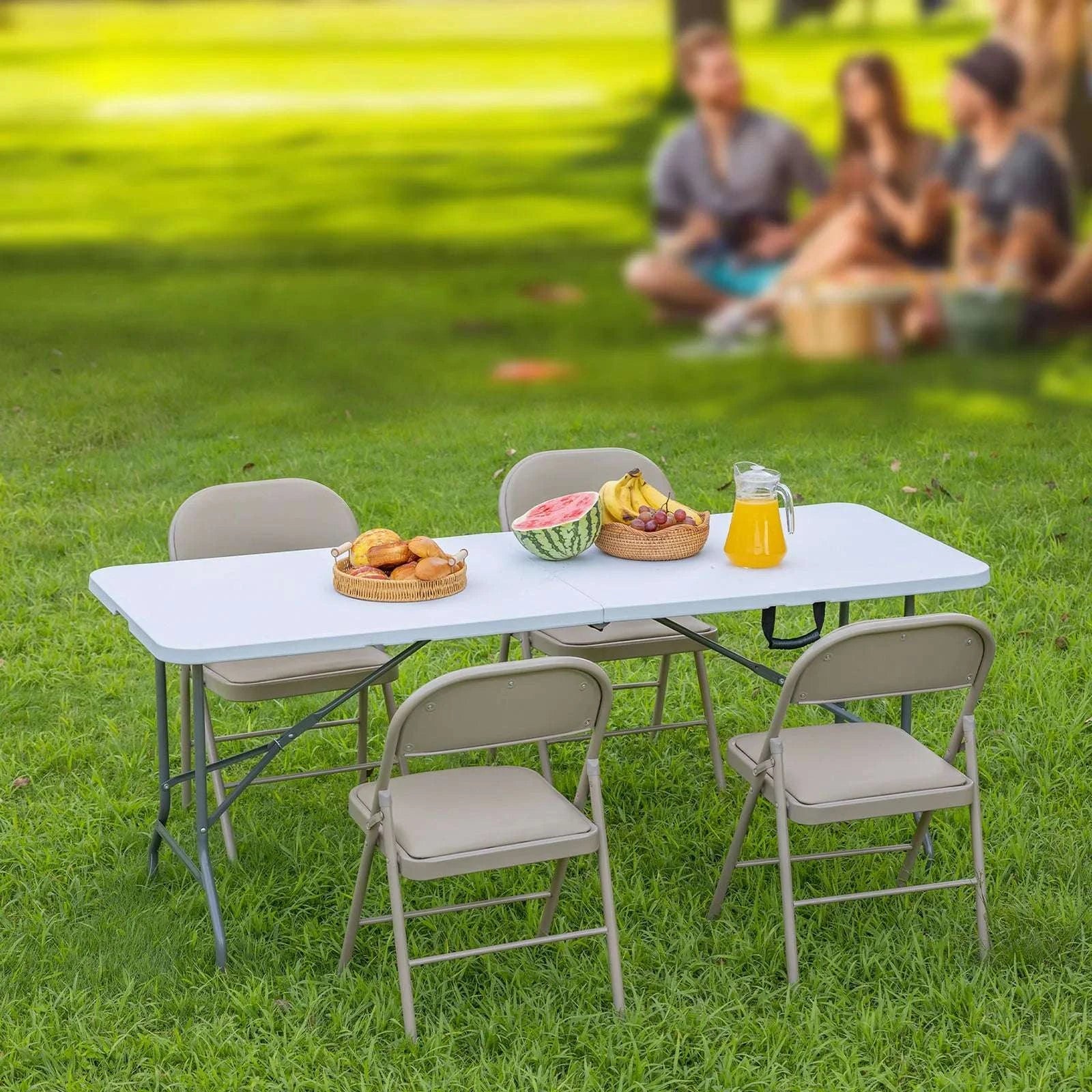 Foldable Portable Table with Handle and Safety Lock for Camping