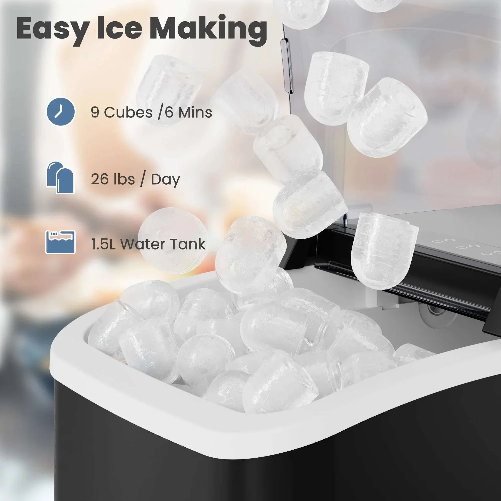 Portable Countertop Ice Maker with Handle – 9 Cubes in 6 Minutes - Image 12