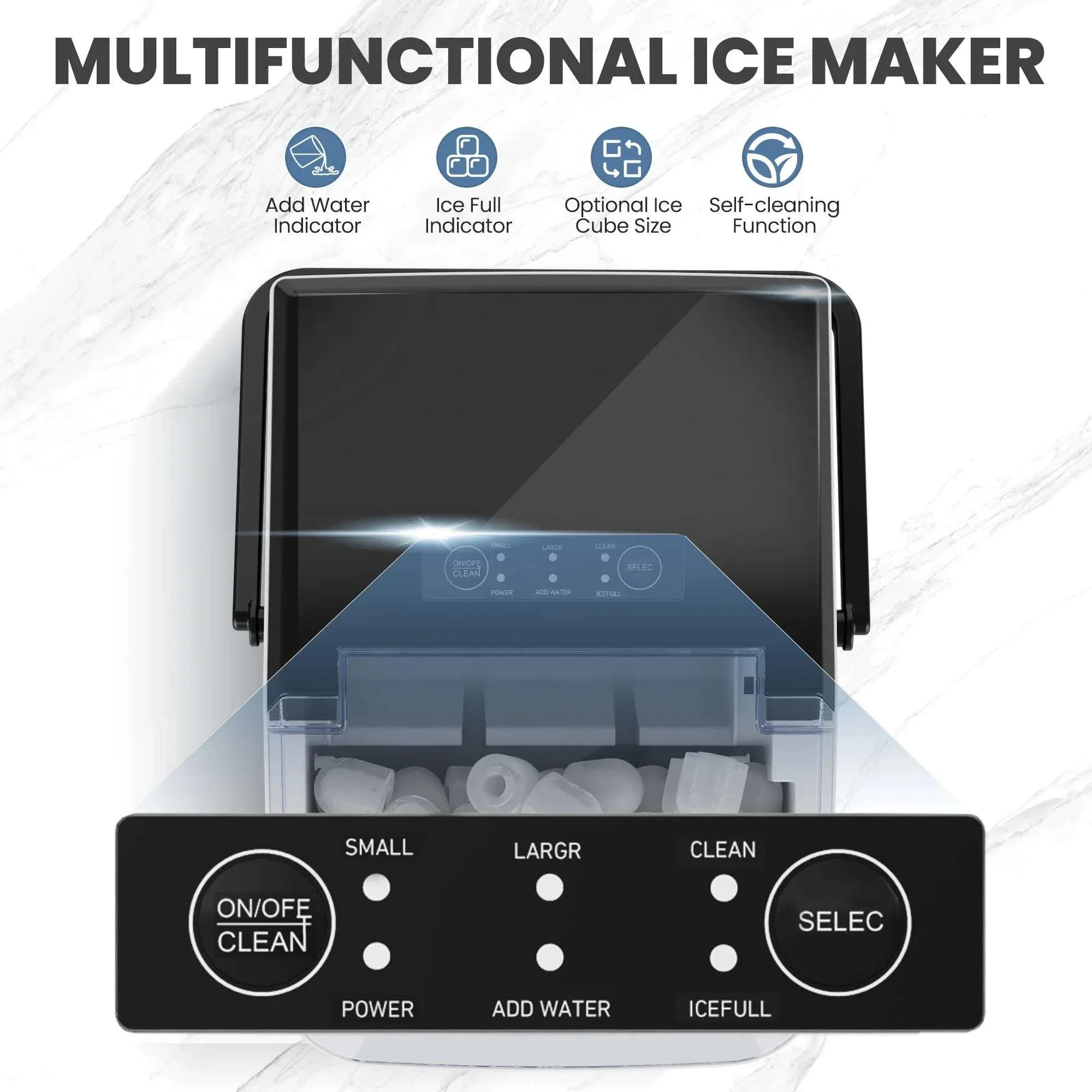 Portable Countertop Ice Maker with Handle – 9 Cubes in 6 Minutes - Image 16