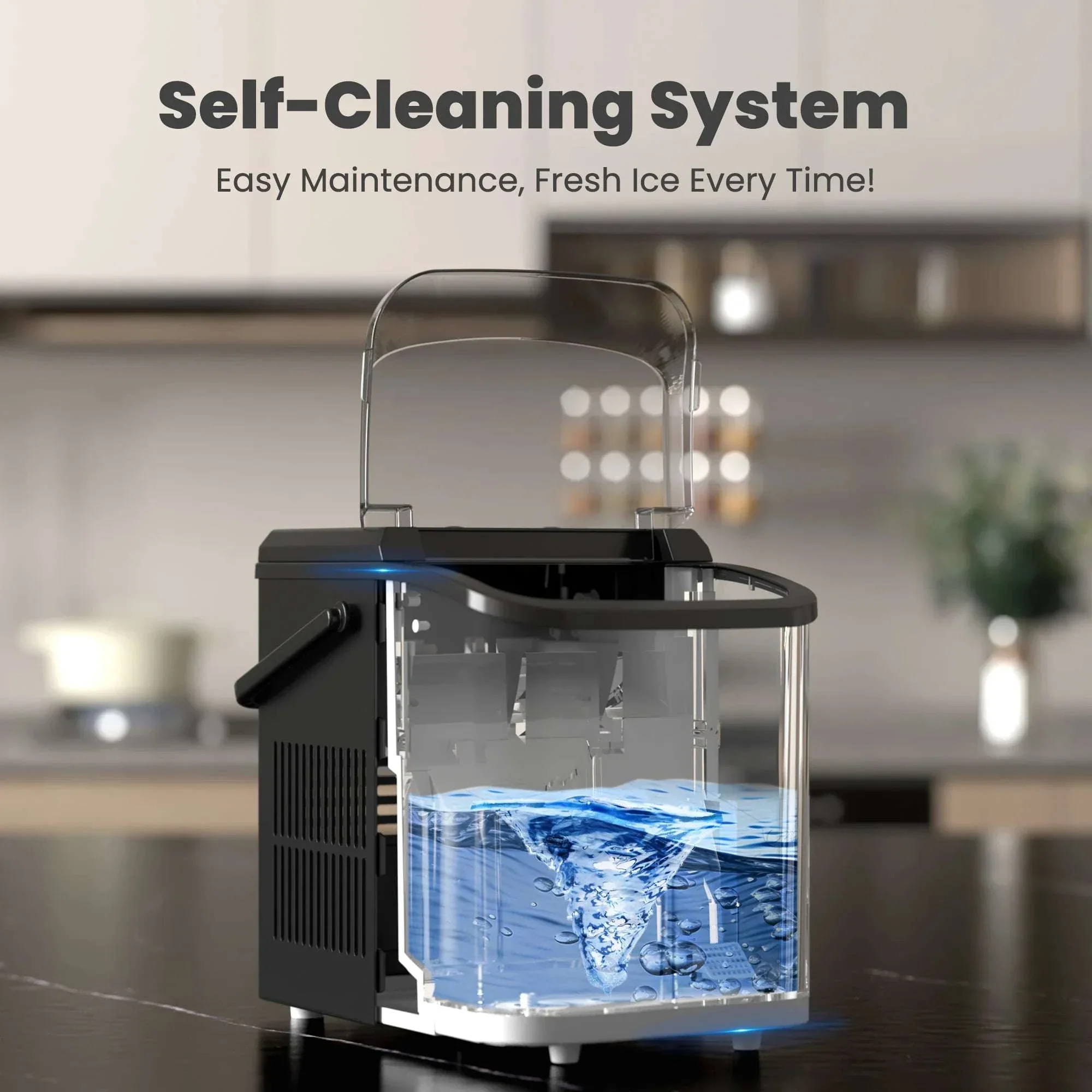 Portable Countertop Ice Maker with Handle – 9 Cubes in 6 Minutes - Image 6