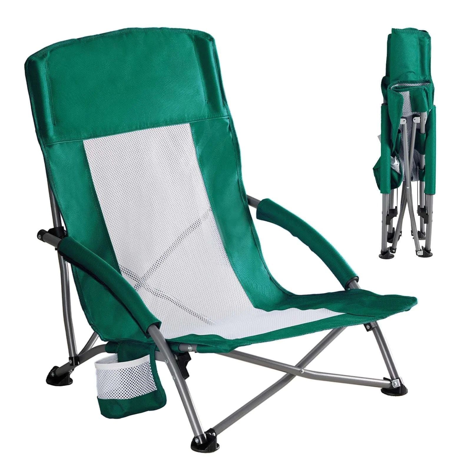 Portable Folding Beach Camping Chair with Cup Holder & Storage - Image 9