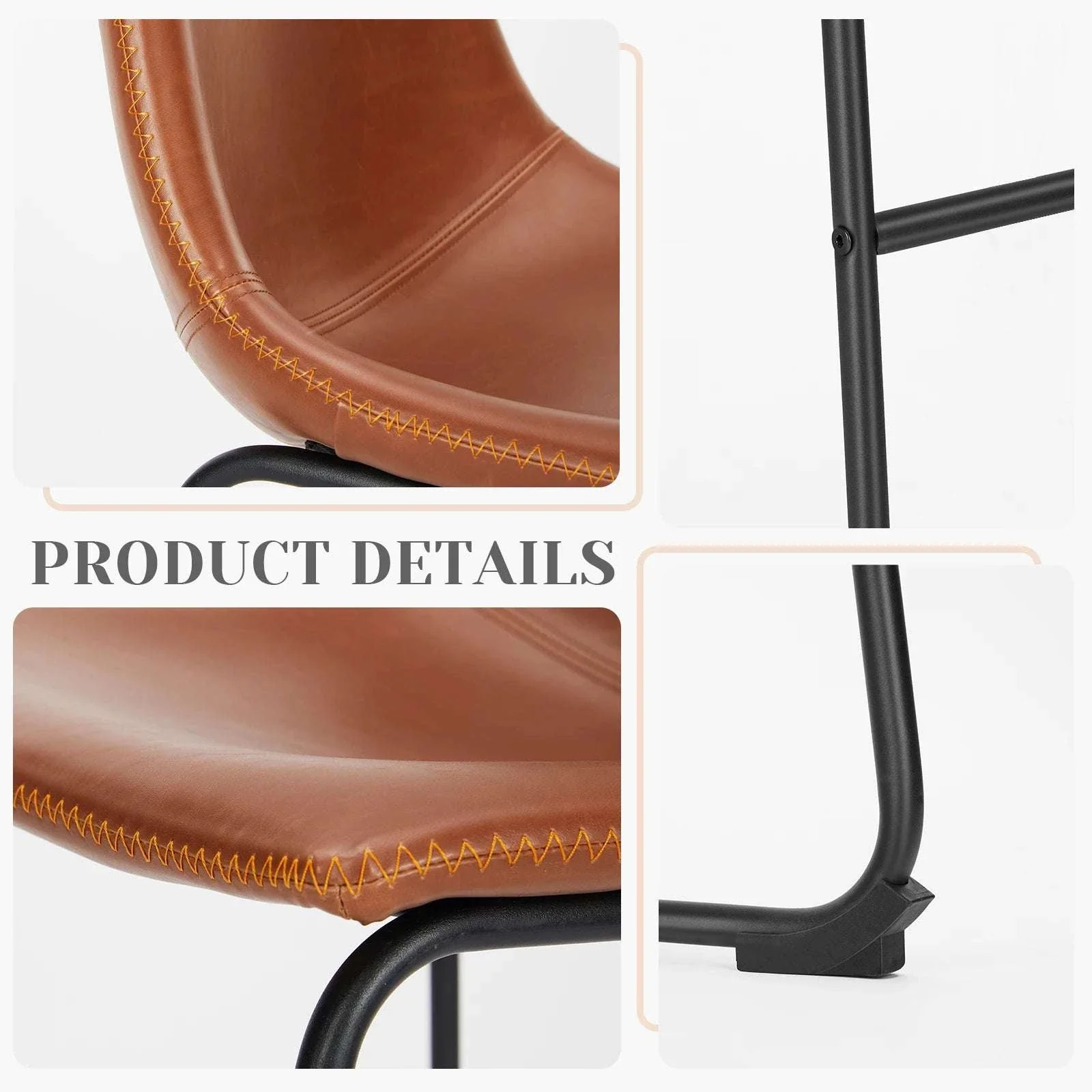Counter Height PU Leather Bar Stools Set of 2 with Backrest - Image 5