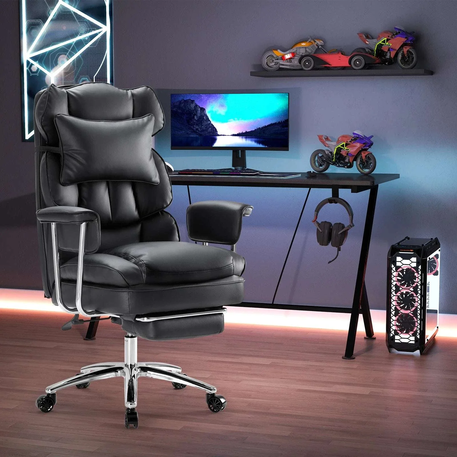 Ergonomic Office Chair with Footrest, Lumbar Support & Recline - Image 3