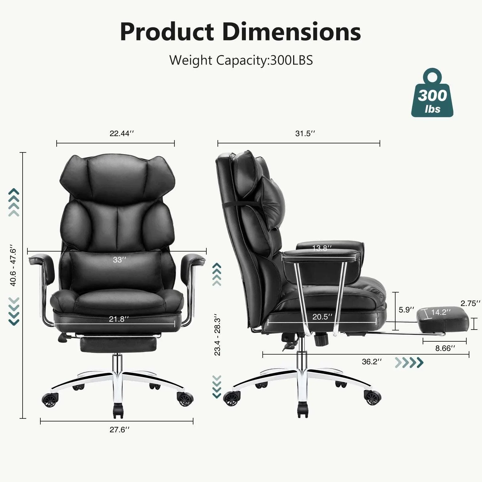 Ergonomic Office Chair with Footrest, Lumbar Support & Recline - Image 6