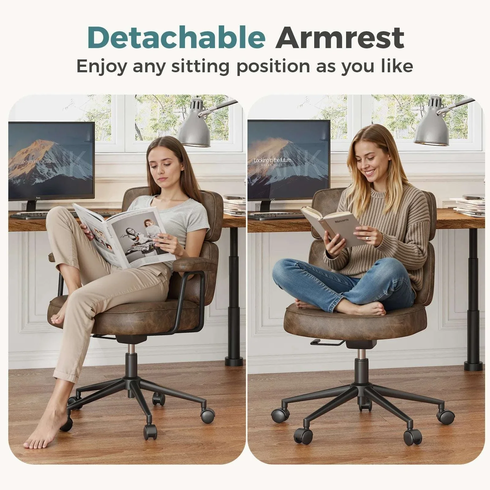 Ergonomic PU Leather Office Chair with Lumbar Support & Adjustable Height - Image 4