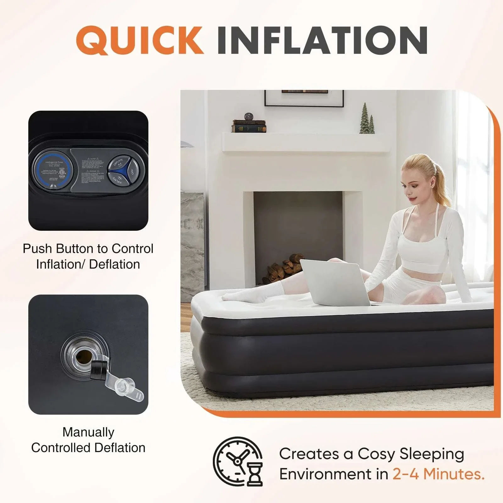 Queen & Twin Air Mattress with Built-In Pump and Non-Slip Base - Image 15