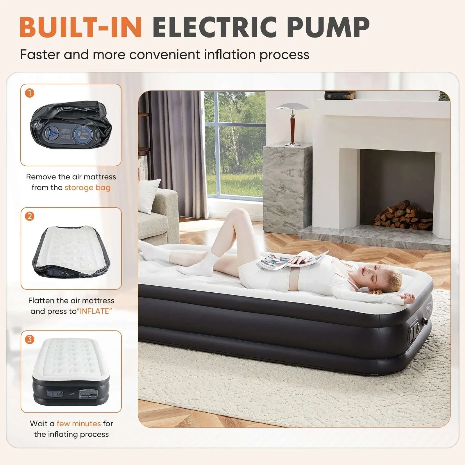 Queen & Twin Air Mattress with Built-In Pump and Non-Slip Base - Image 16