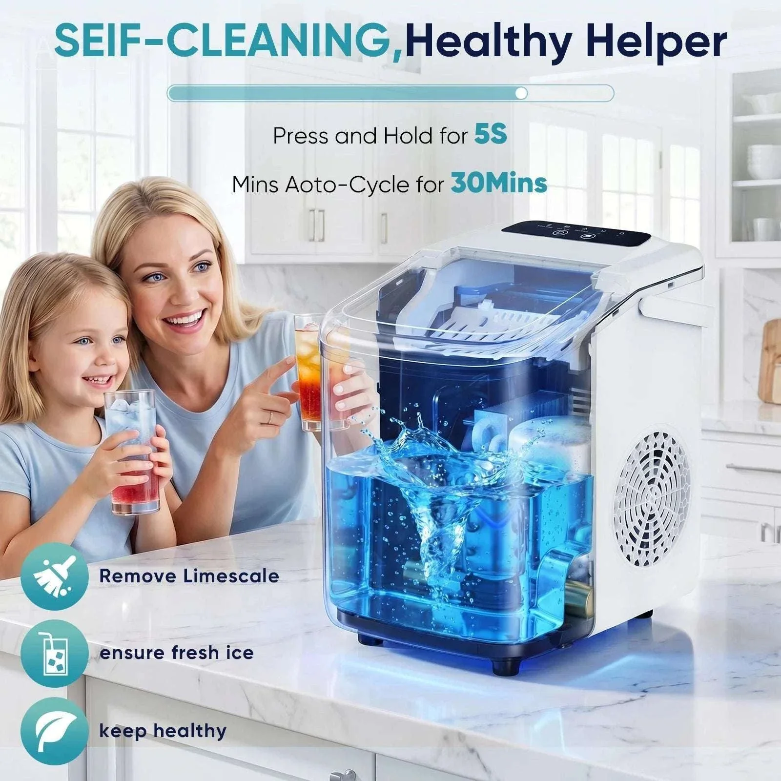 Portable Countertop Ice Maker – 9 Cubes in 6 Minutes, 26lb Daily - Image 6