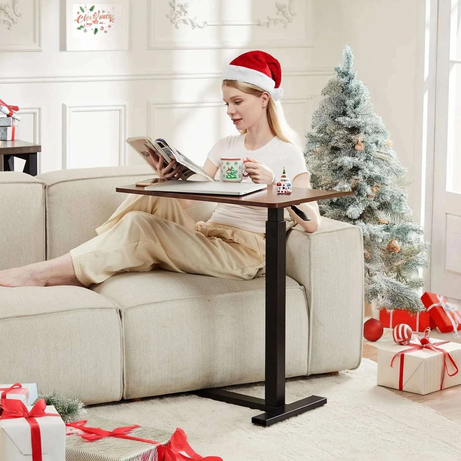 Adjustable Overbed Table for Laptop, Sofa & Bedside Use