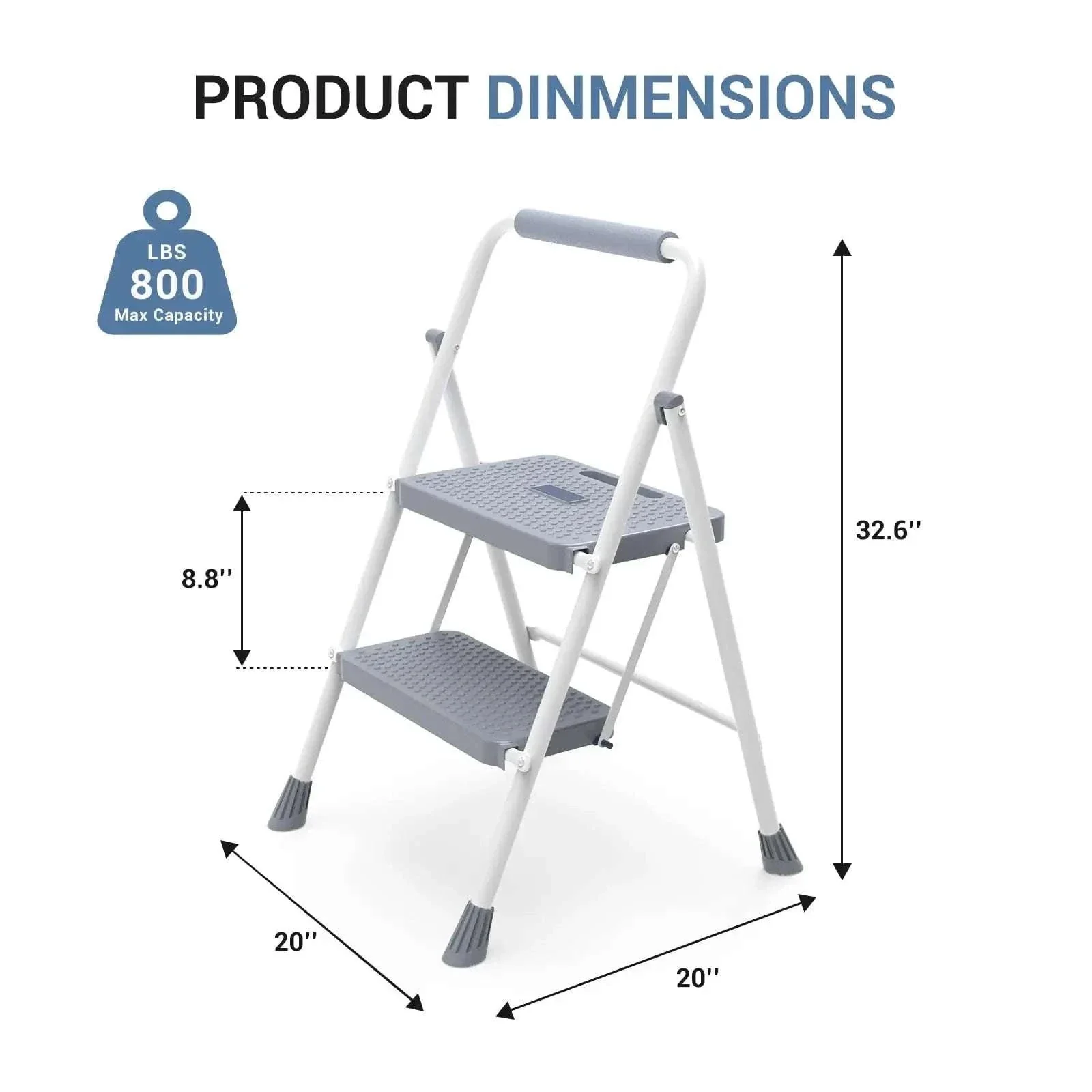 Folding 2-Step Ladder Stool with Anti-Slip Pedals 800 lb Capacity - Image 14