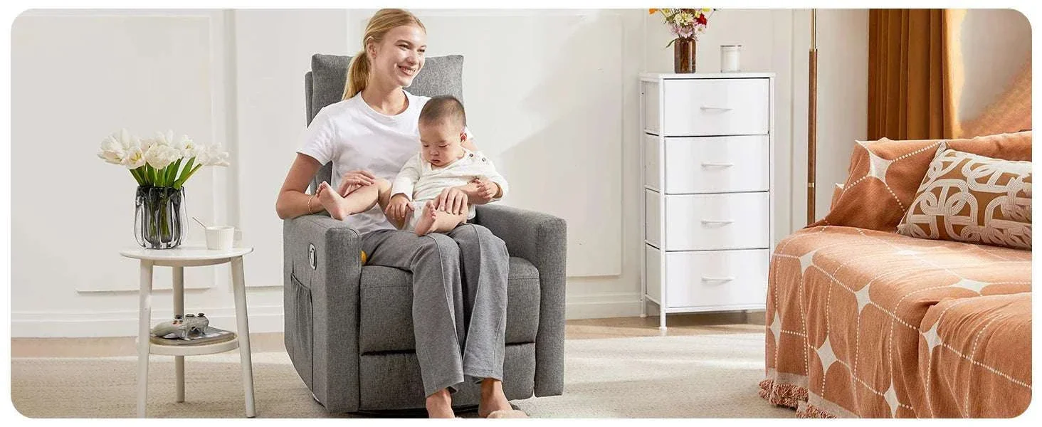 Swivel Rocker Recliner Chair with Large Footrest and Deep Seat - Image 7