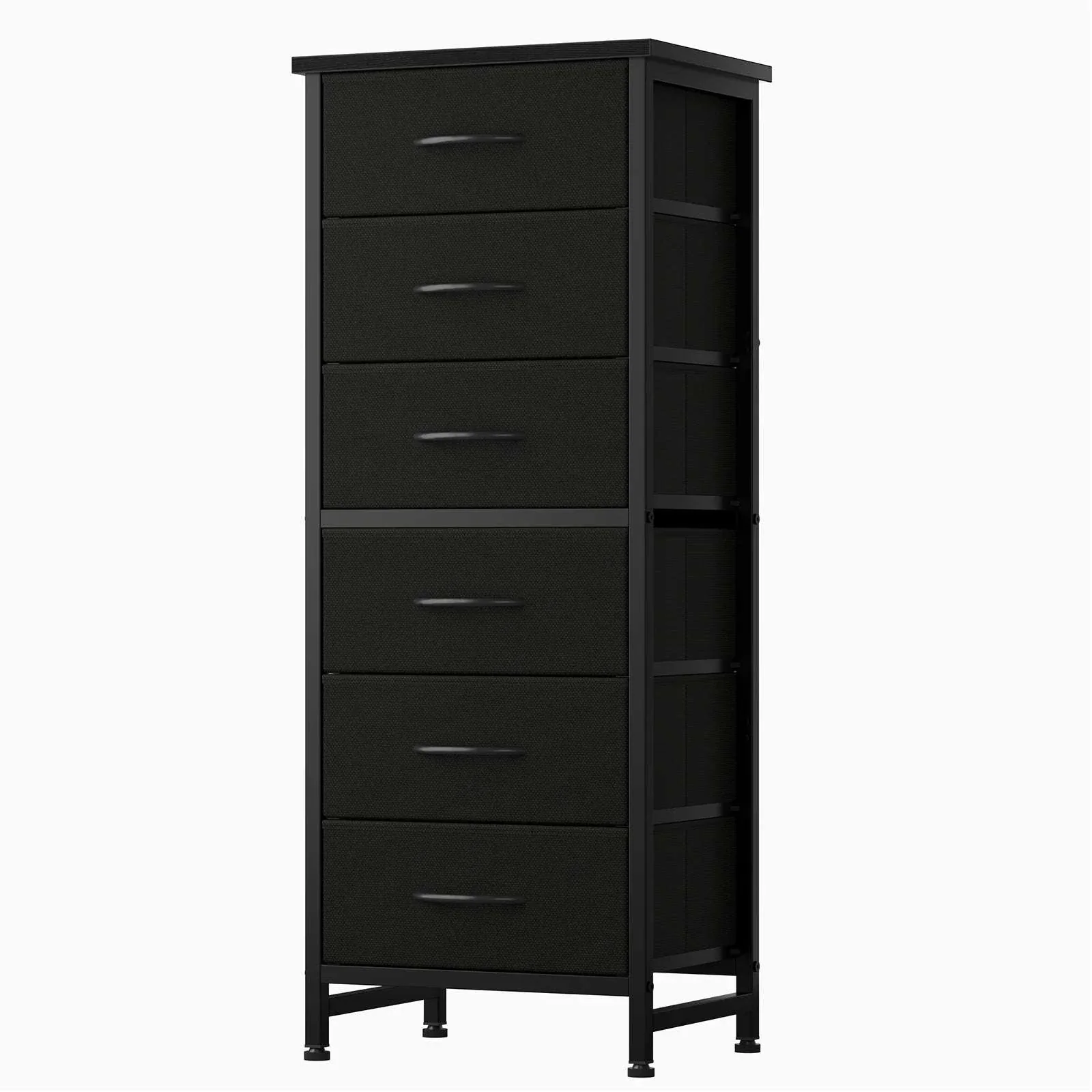 Tall Narrow 6 Drawer Fabric Dresser with Wood Top and Metal Frame - Image 22