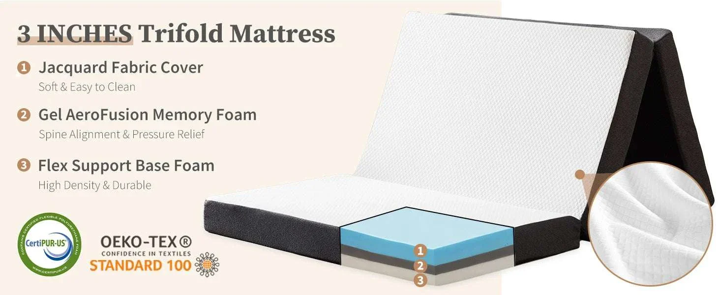 Three Fold Memory Foam Floor Mattress for Travel, Guests & Yoga - Image 10