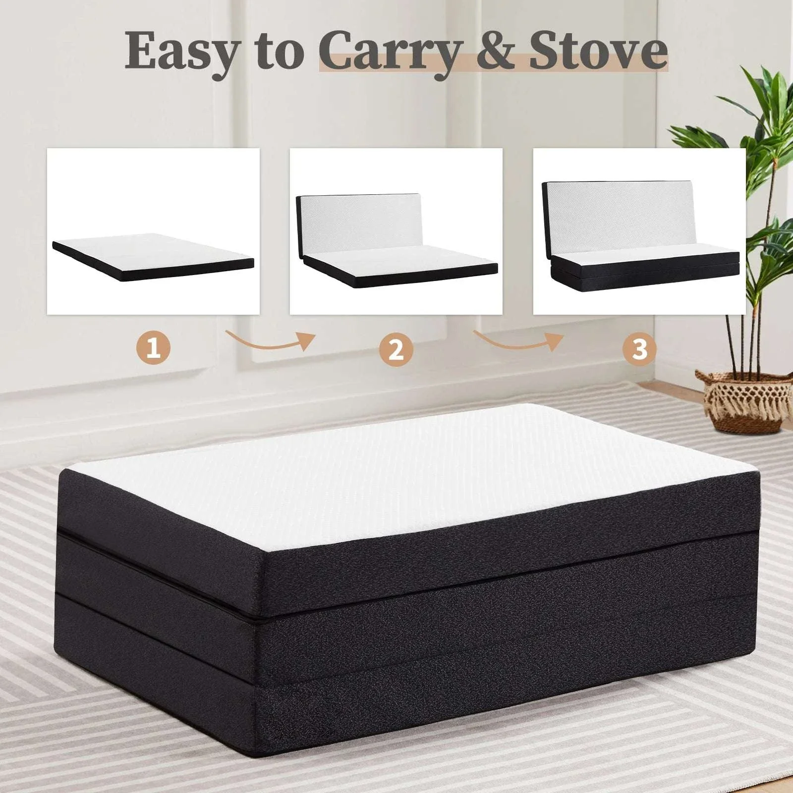 Three Fold Memory Foam Floor Mattress for Travel, Guests & Yoga - Image 19