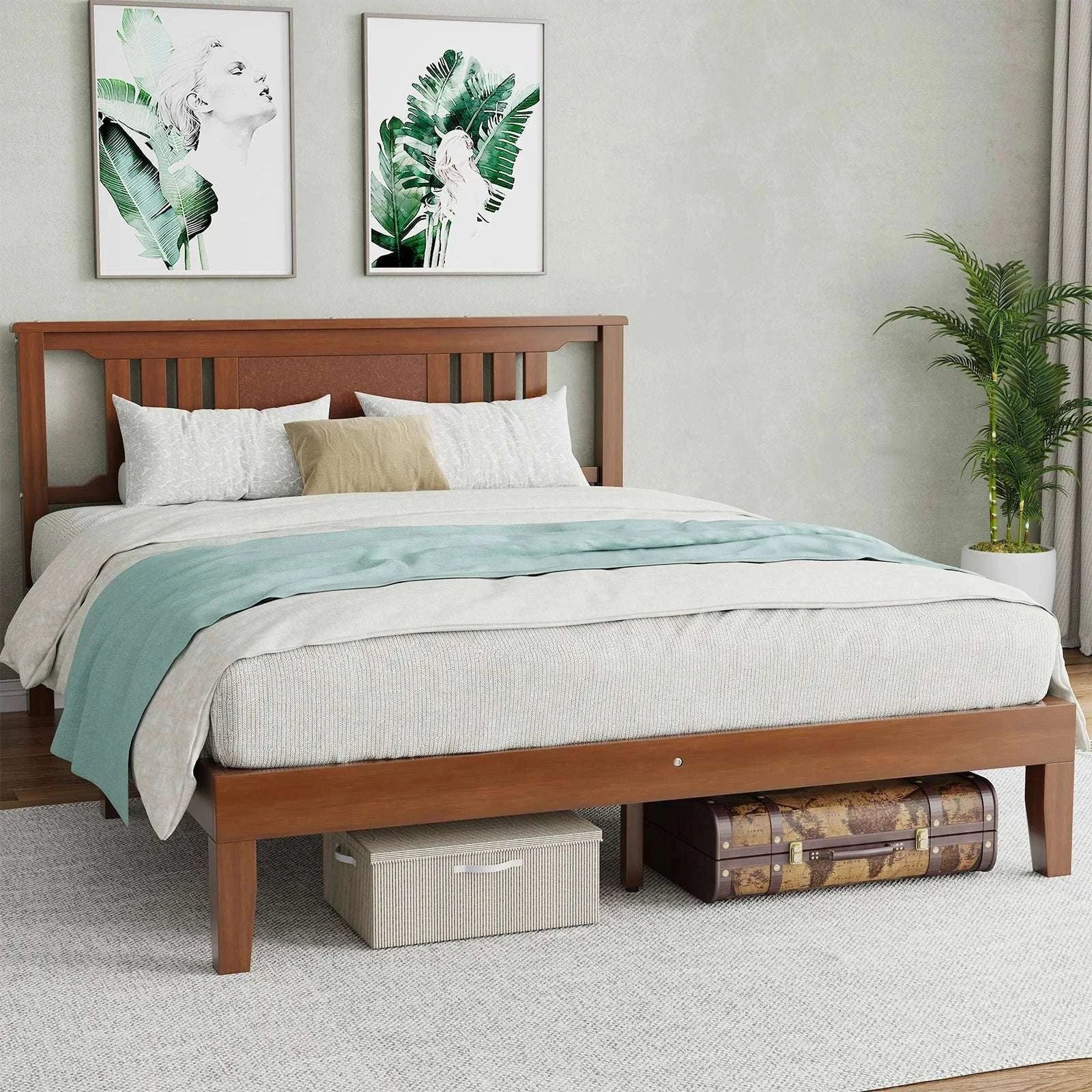Solid Wood Platform Bed Frame with Headboard and Under-Bed Storage - Image 6