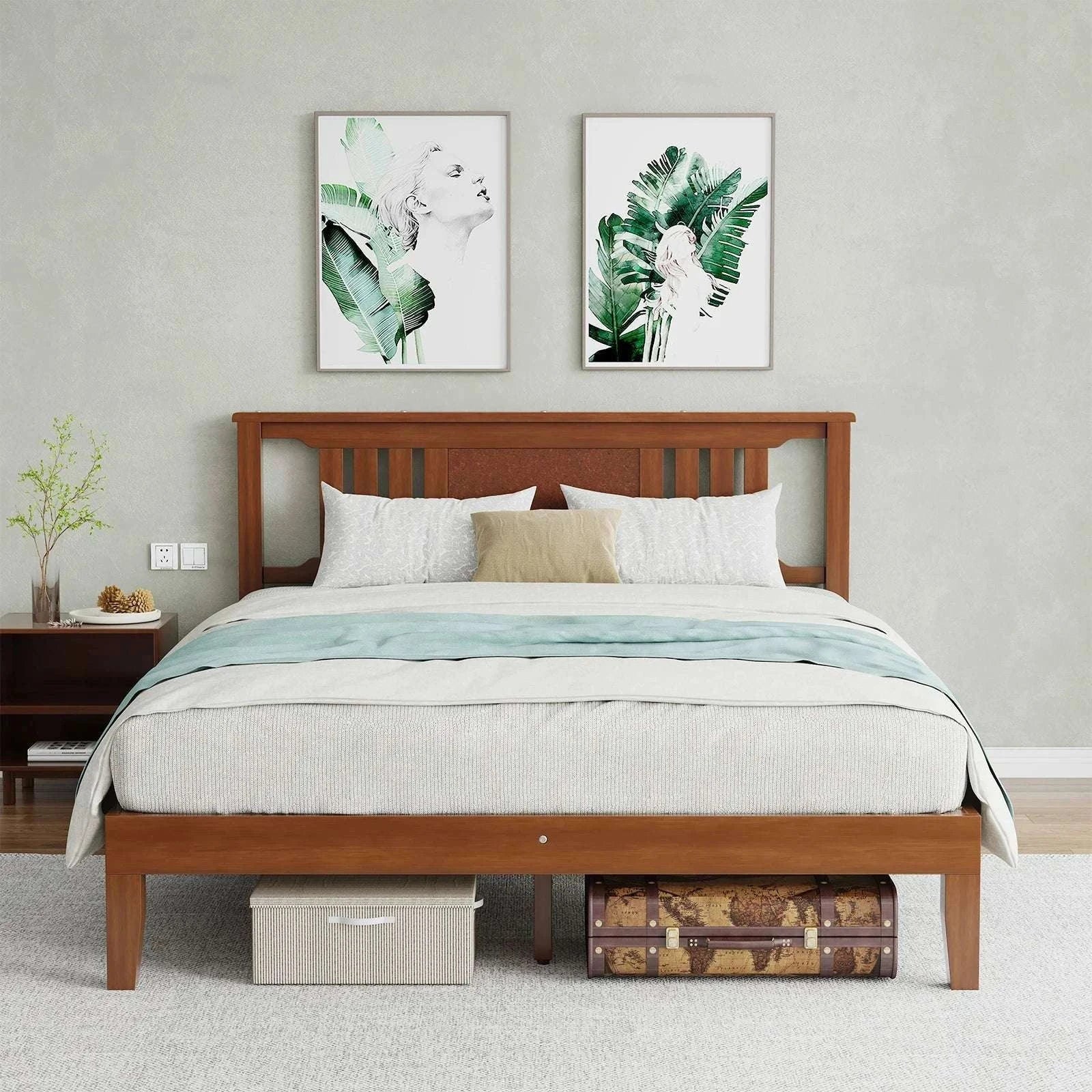 Solid Wood Platform Bed Frame with Headboard and Under-Bed Storage - Image 7
