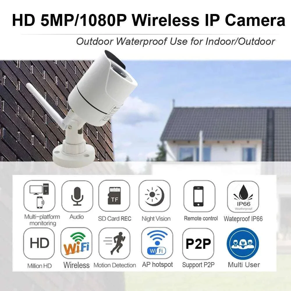5MP Wireless Security Camera Outdoor WiFi Night Vision IP66 - Image 2