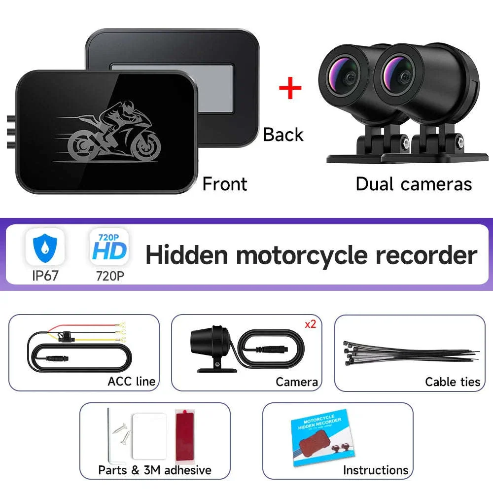 Dual 1080P Motorcycle Dash Cam Waterproof WiFi Front Rear Recorder - Image 20