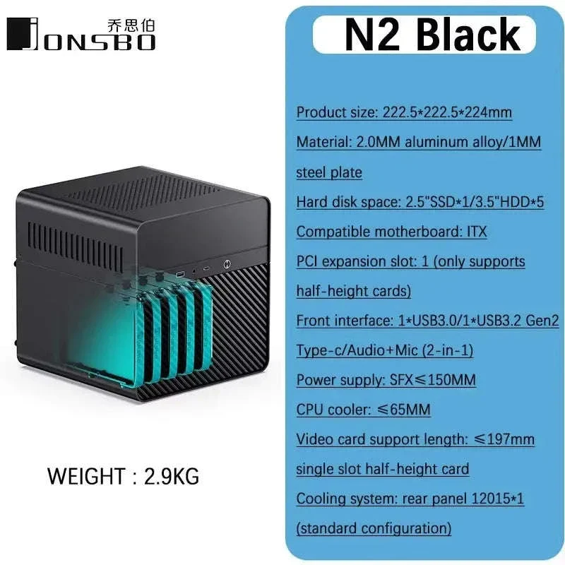 JONSBO N2 Mini ITX NAS Case with 5 Hot-Swap Bays and SFX Support - Image 16