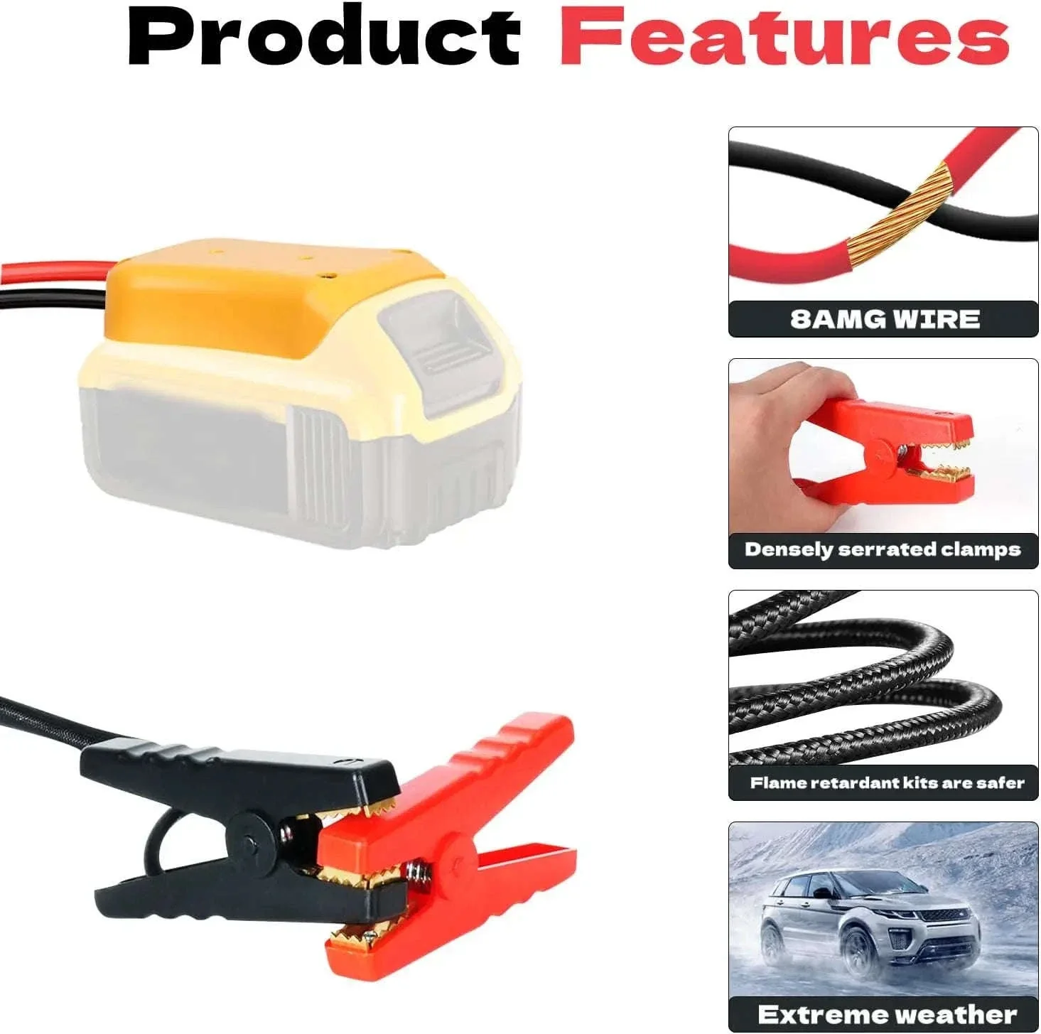 Dewalt 20V Battery Jumper Cables Adapter for 12V Vehicles - Image 6