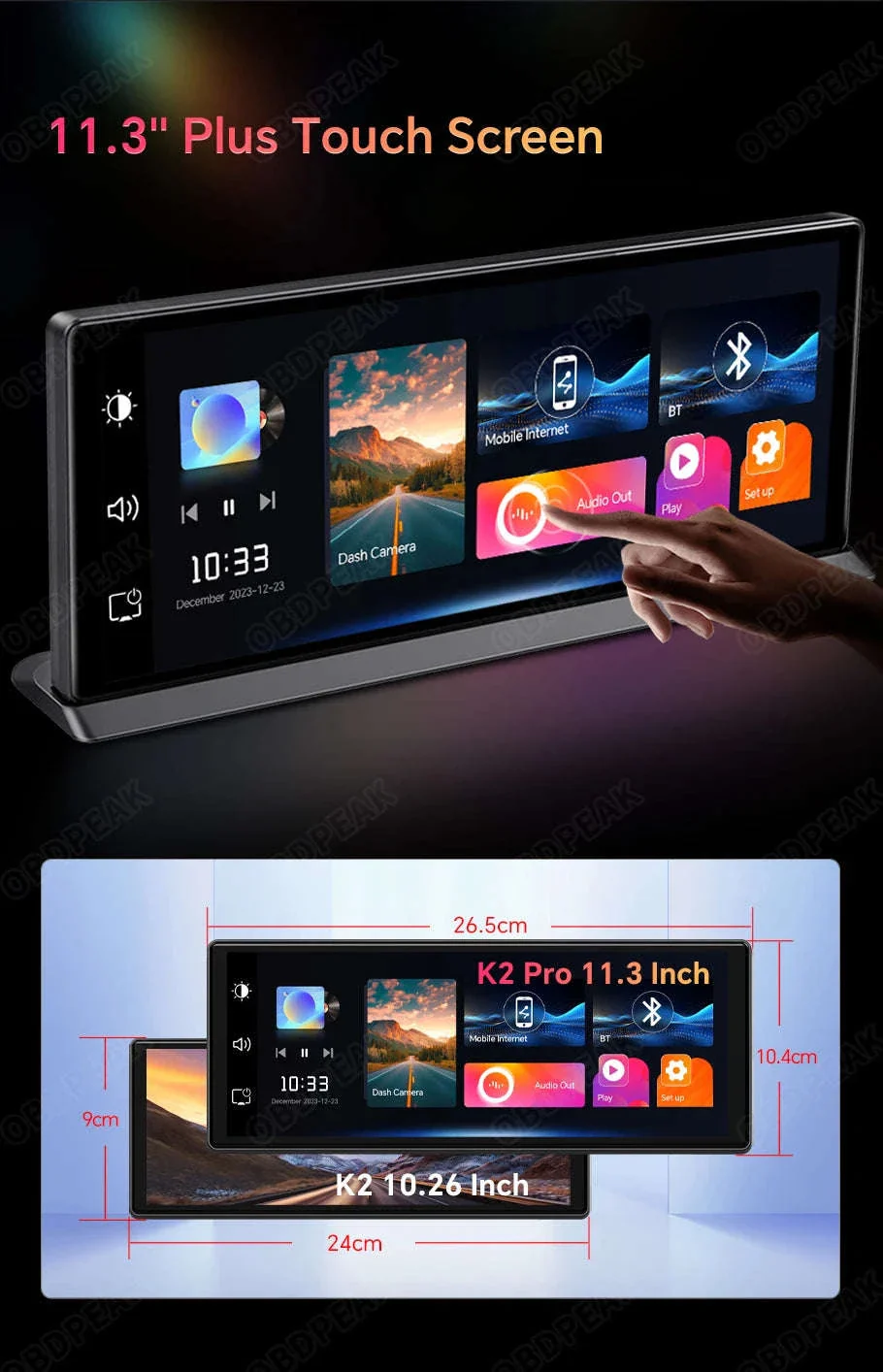 11.3 Inch 4K Car DVR Dash Cam with GPS and Dual Lens - Image 15