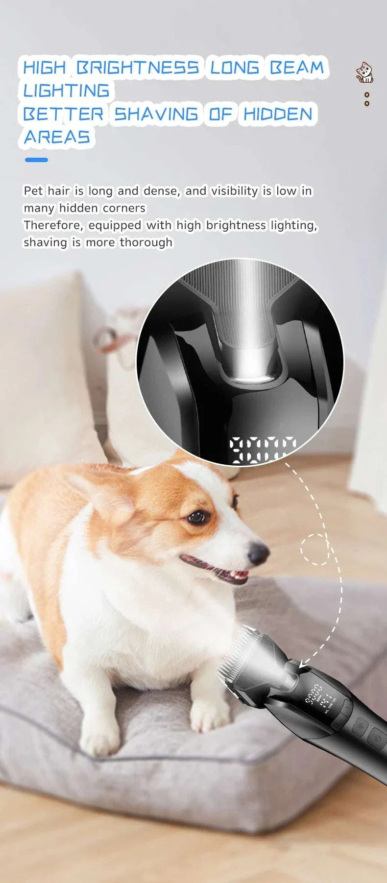 Rechargeable Pet Grooming Clipper with Quiet Motor & LCD Display - Image 11