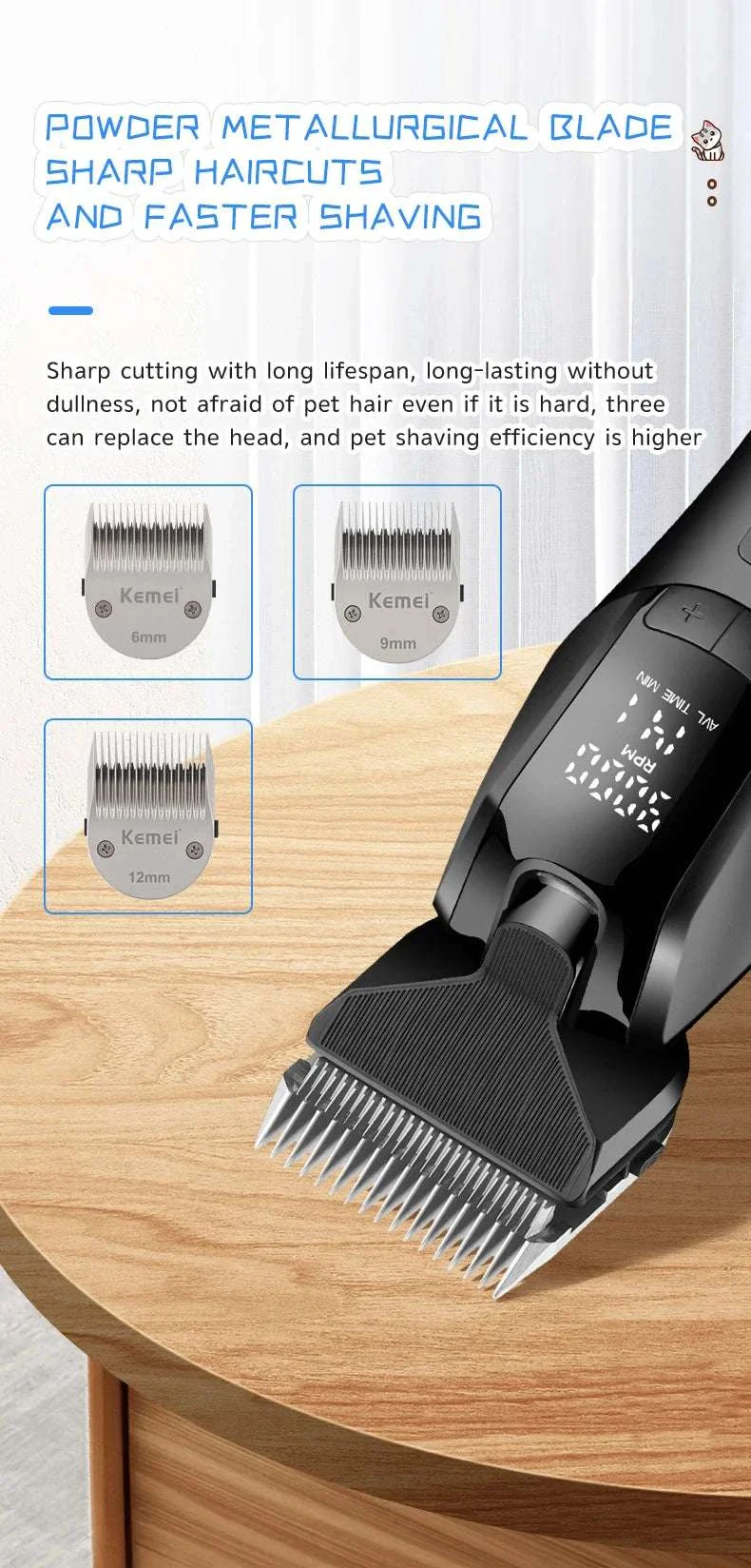 Rechargeable Pet Grooming Clipper with Quiet Motor & LCD Display - Image 8