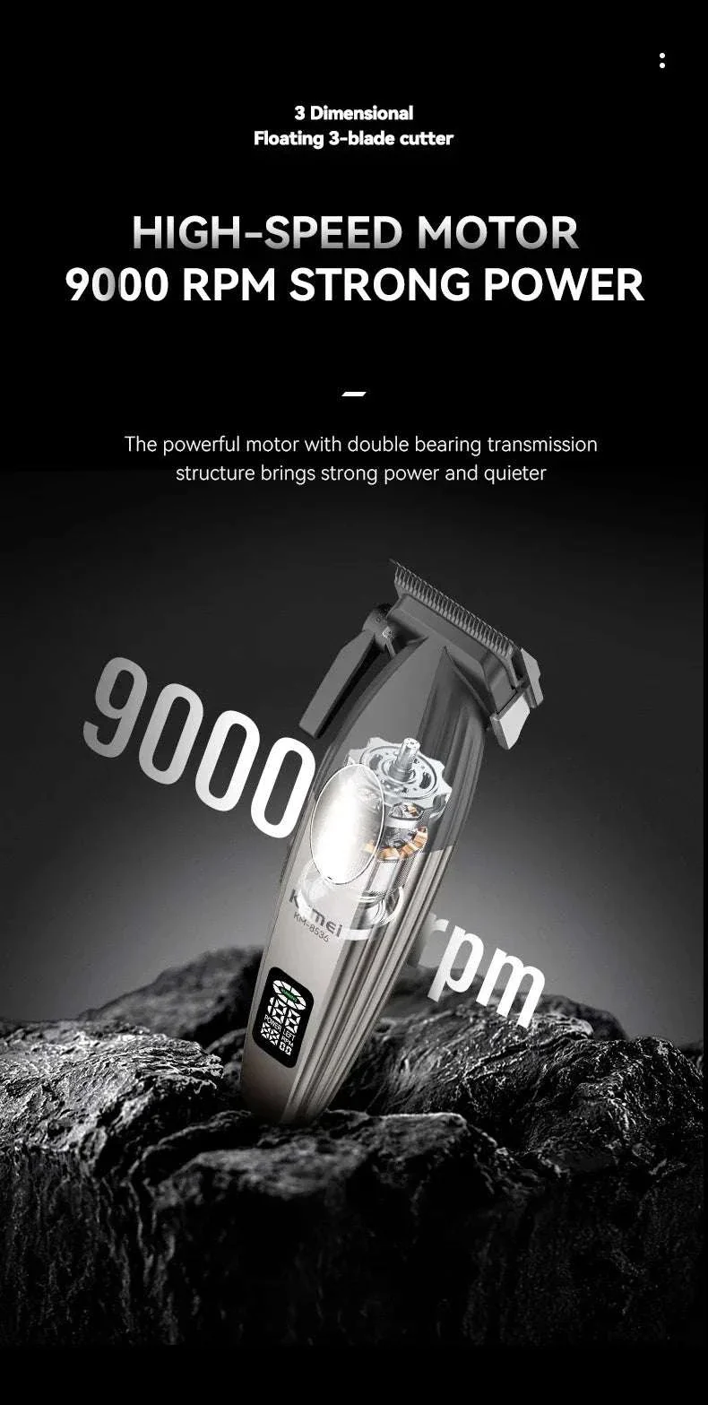 Kemei KM-8536 Cordless Hair Clipper & Trimmer Set with LCD Display - Image 11