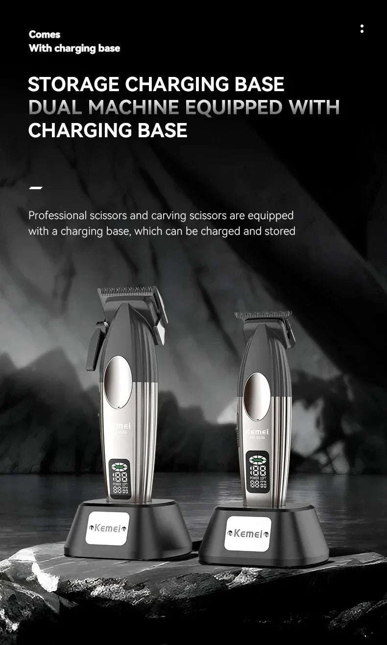 Kemei KM-8536 Cordless Hair Clipper & Trimmer Set with LCD Display - Image 12