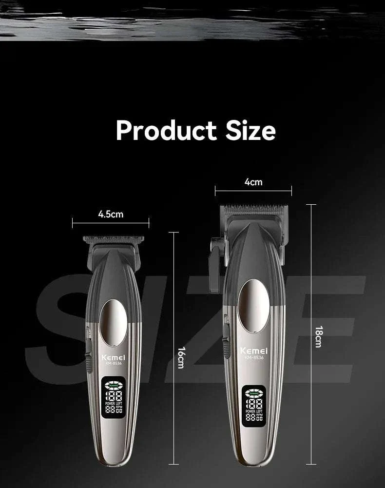 Kemei KM-8536 Cordless Hair Clipper & Trimmer Set with LCD Display - Image 13