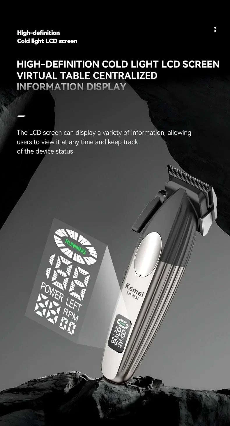 Kemei KM-8536 Cordless Hair Clipper & Trimmer Set with LCD Display - Image 9